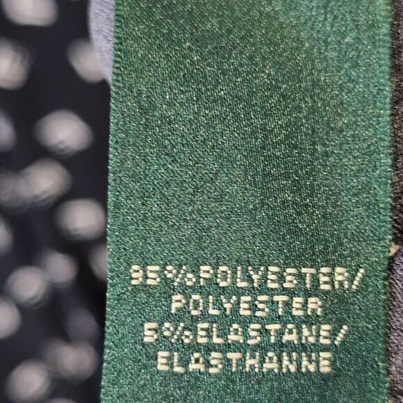 LRL Fit Flare Dress Sz 8 F Black Geometric Print V Neck Officecore Chic Midi - Picture 9 of 9